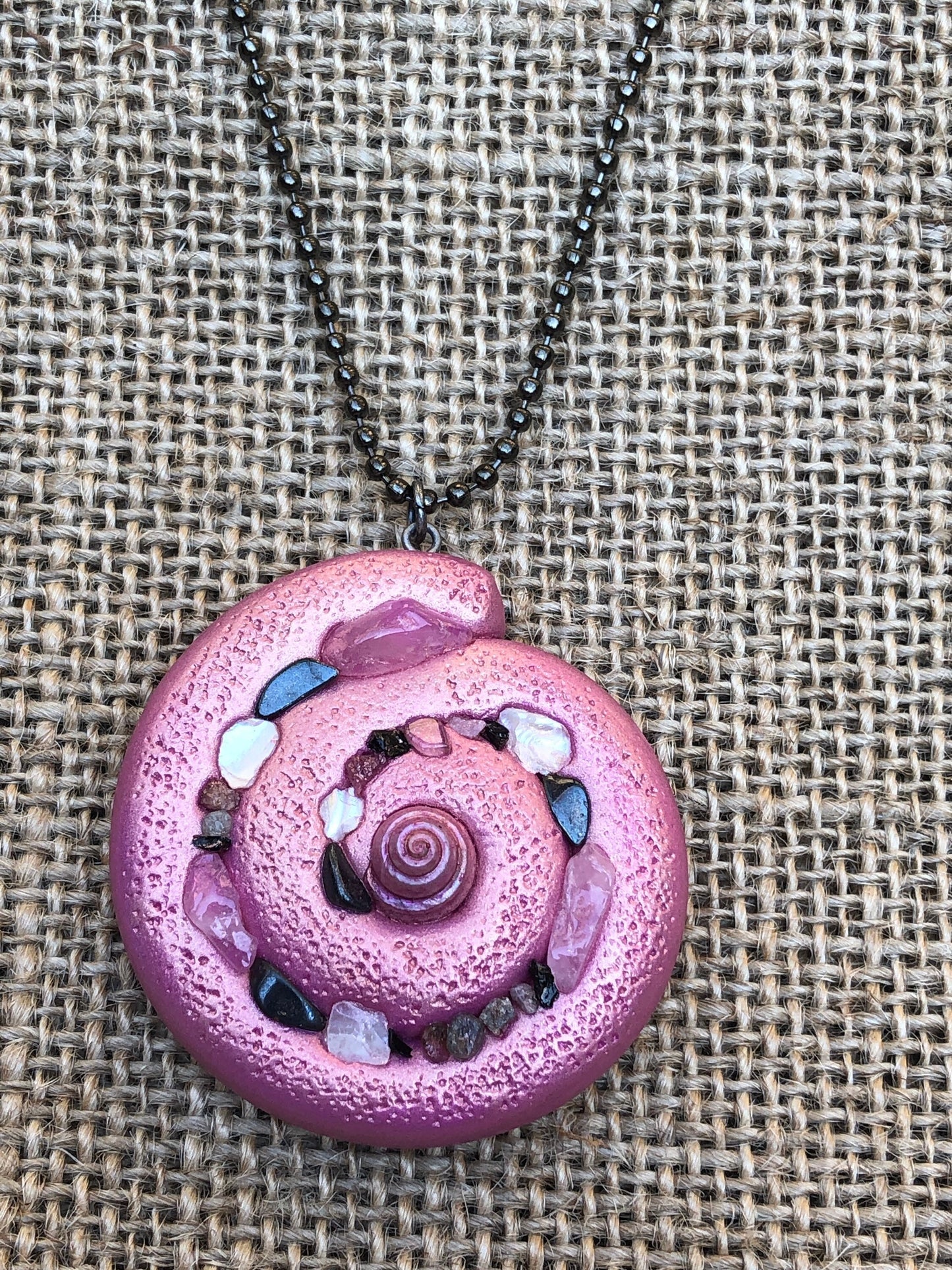 Polymer Clay and Semi Precious Stone Beach Pendant Necklace YOU CHOOSE