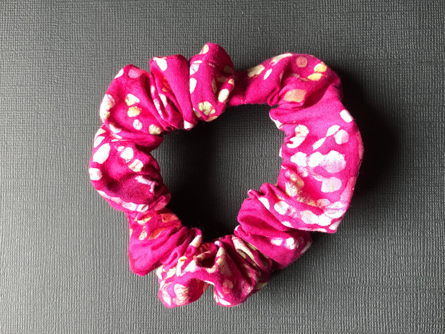 3pc Batik Patterned Handmade Hair Scrunchies Black Fuchsia Teal