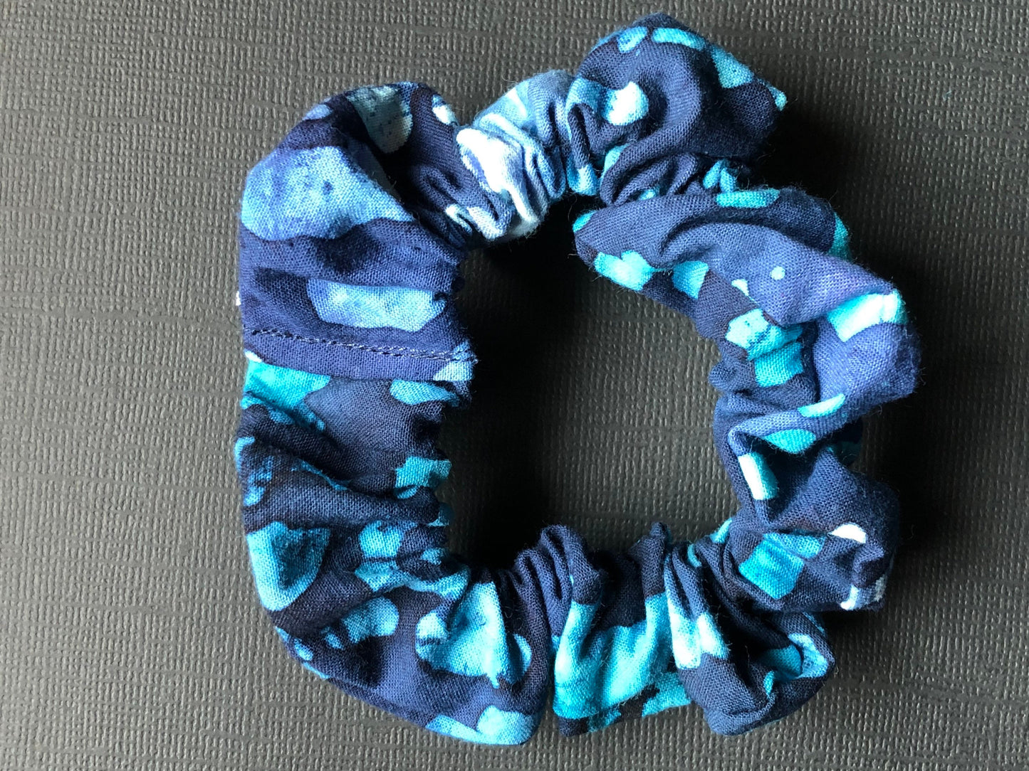 3pc Batik Patterned Handmade Hair Scrunchies Violet Blue Turquoise