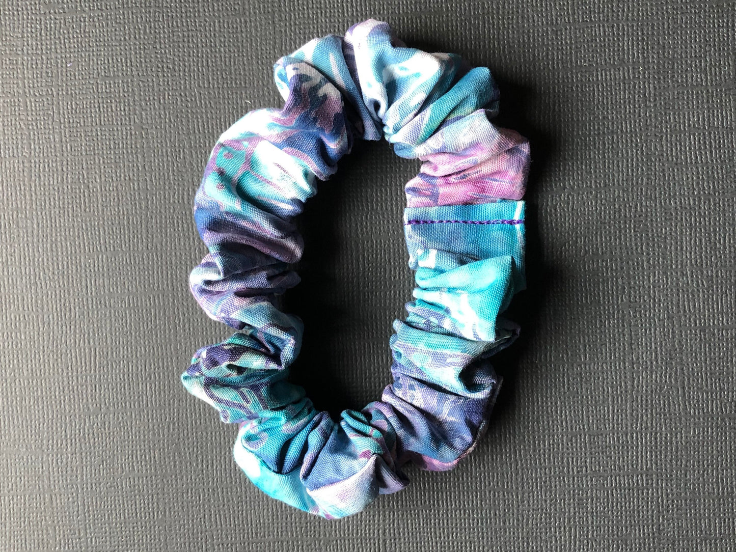 3pc Batik Patterned Handmade Hair Scrunchies Violet Turquoise Teal Berry