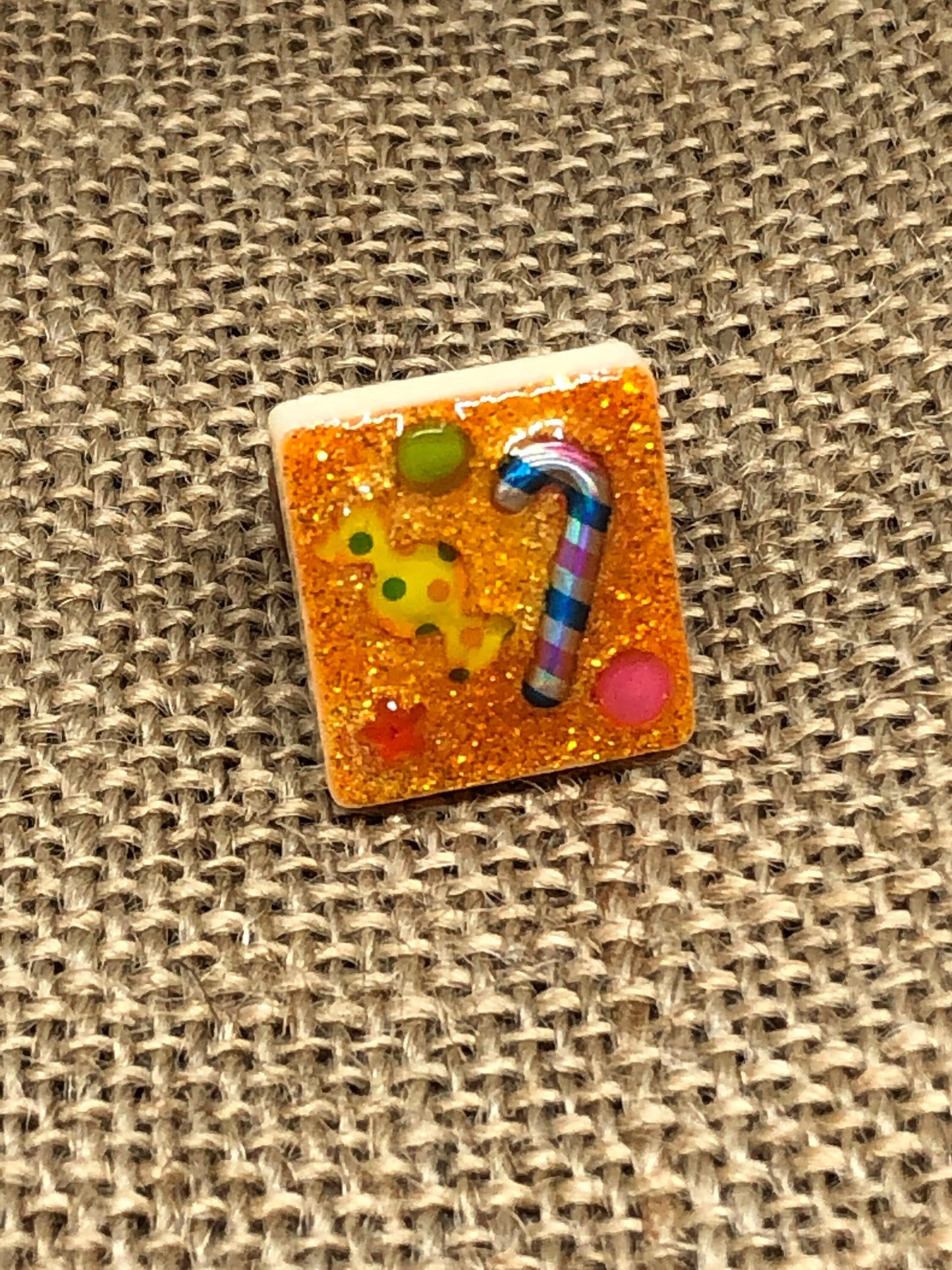 Colorful Candies Glitter Adjustable Statement Ring Made From Upcycled Game Tile