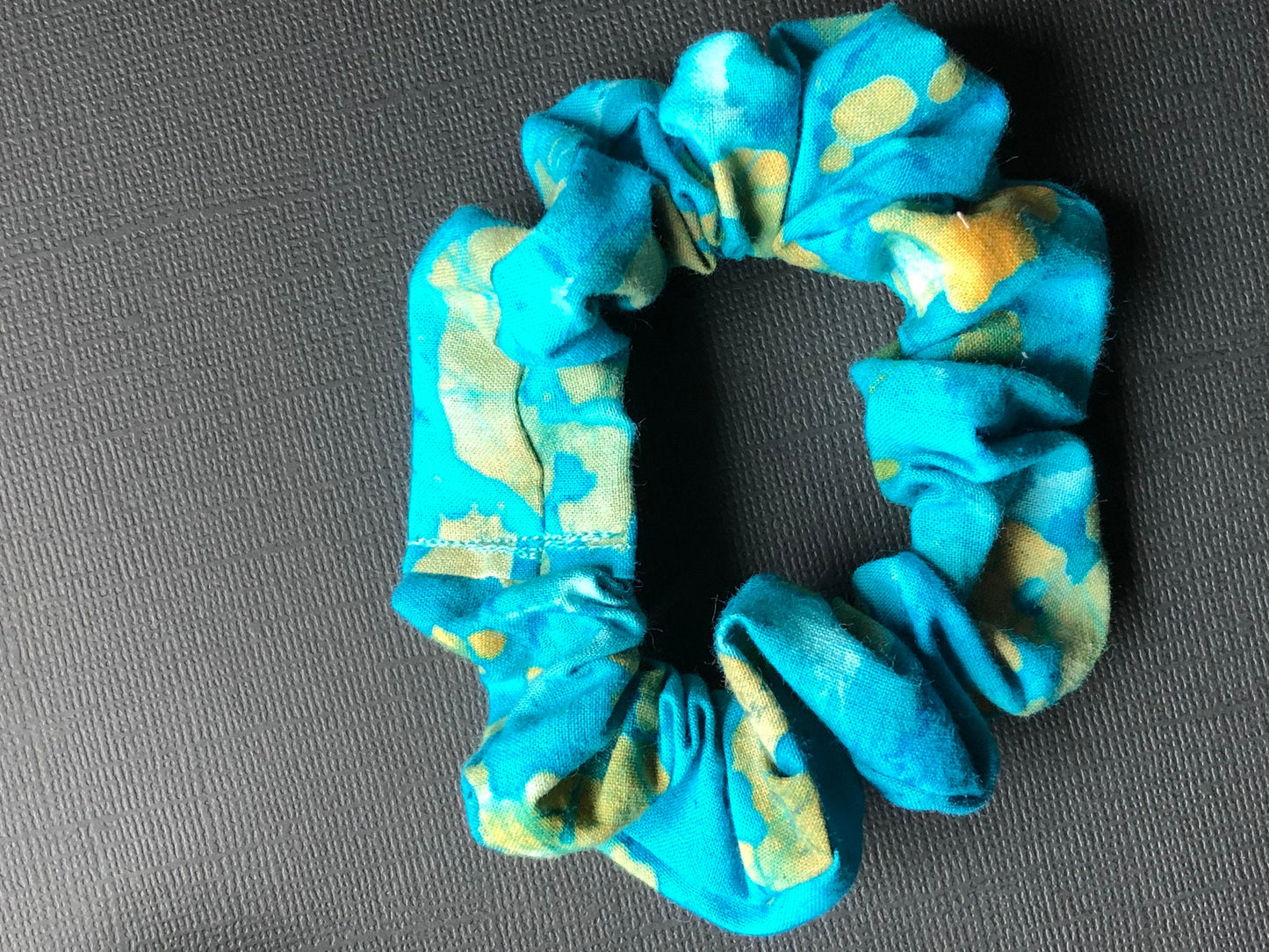 3pc Batik Patterned Handmade Hair Scrunchies Violet Blue Turquoise