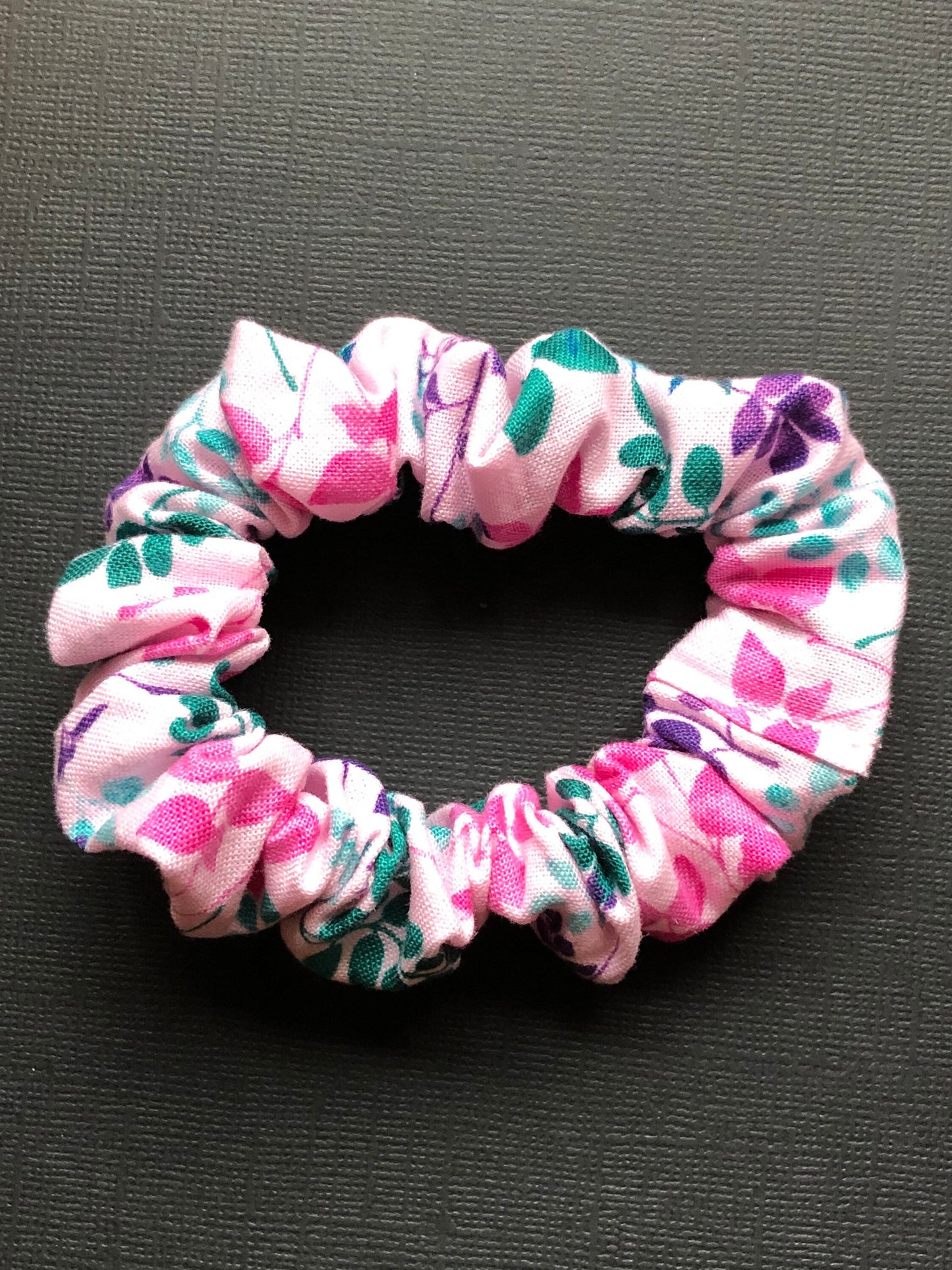 3pc Floral Patterned Handmade Hair Scrunchies Light Pink and Pale Orchid