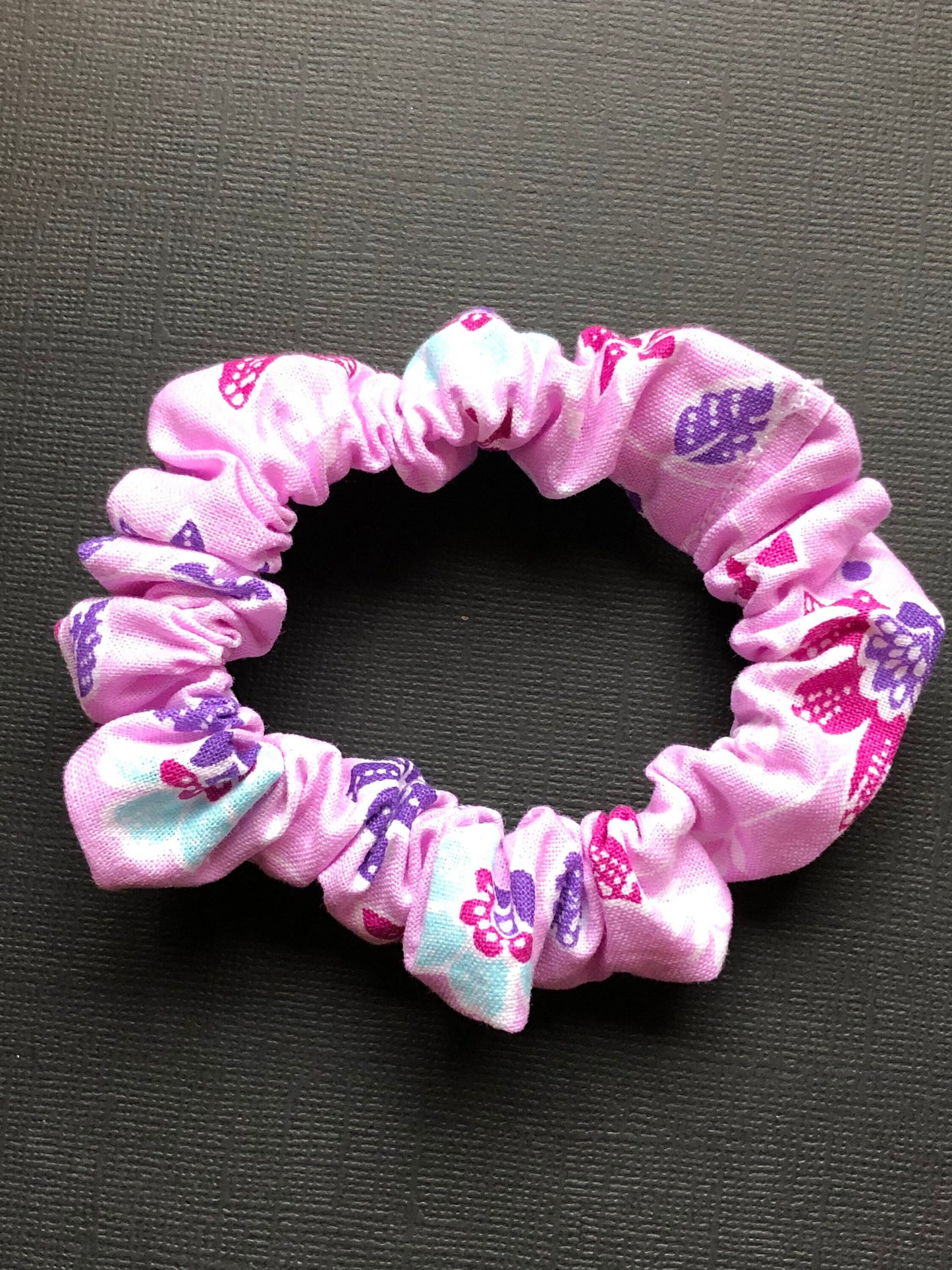 3pc Floral Patterned Handmade Hair Scrunchies Light Pink and Pale Orchid