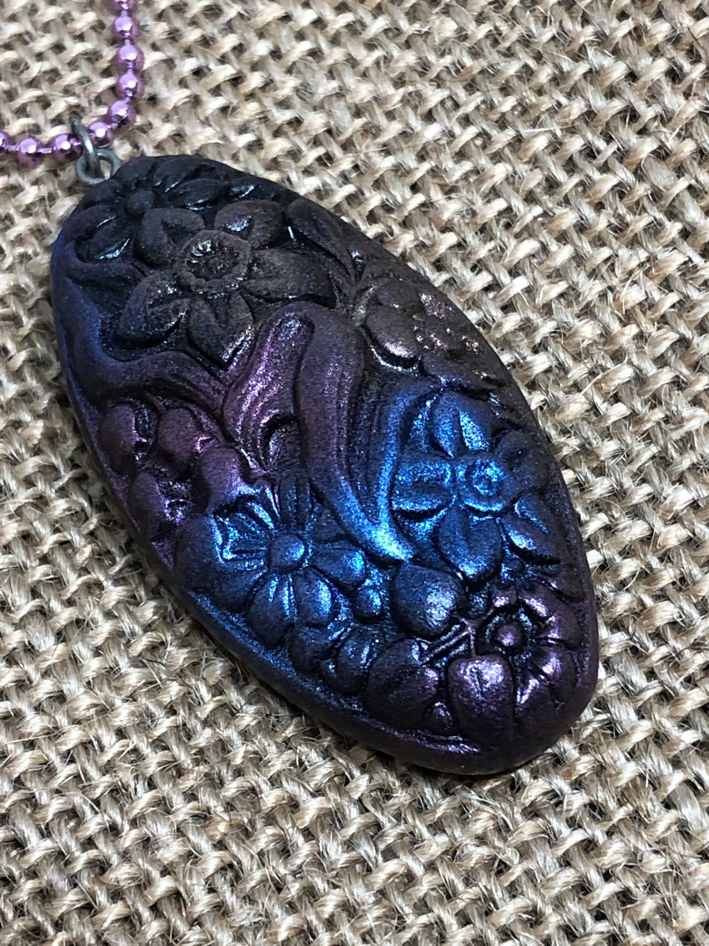 Moonlit Wildflower Garden Polymer Clay Wild Flower Pendant Necklace