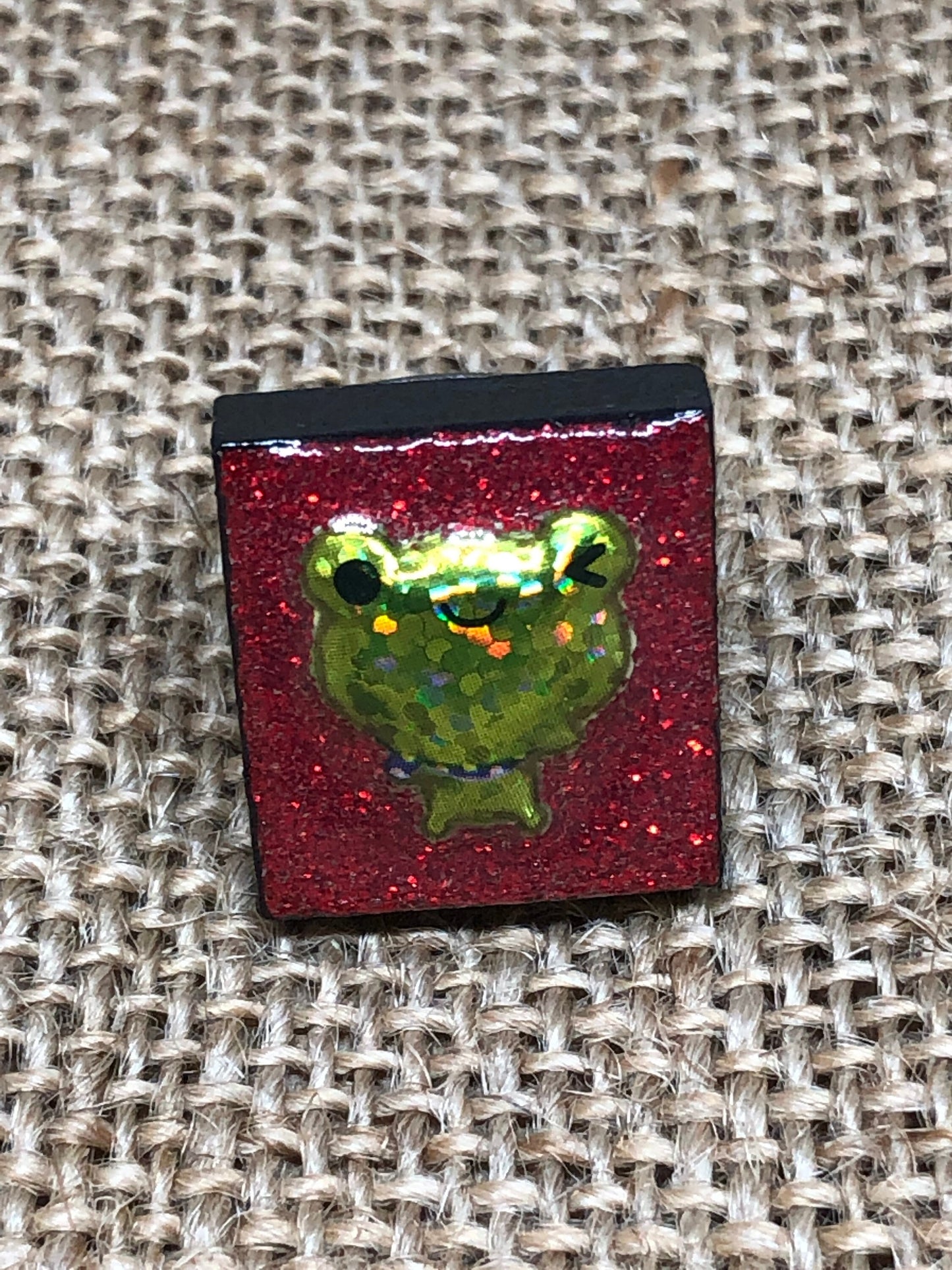 Kawaii Cute Frog Statement Ring Made From Upcycled Game Tile