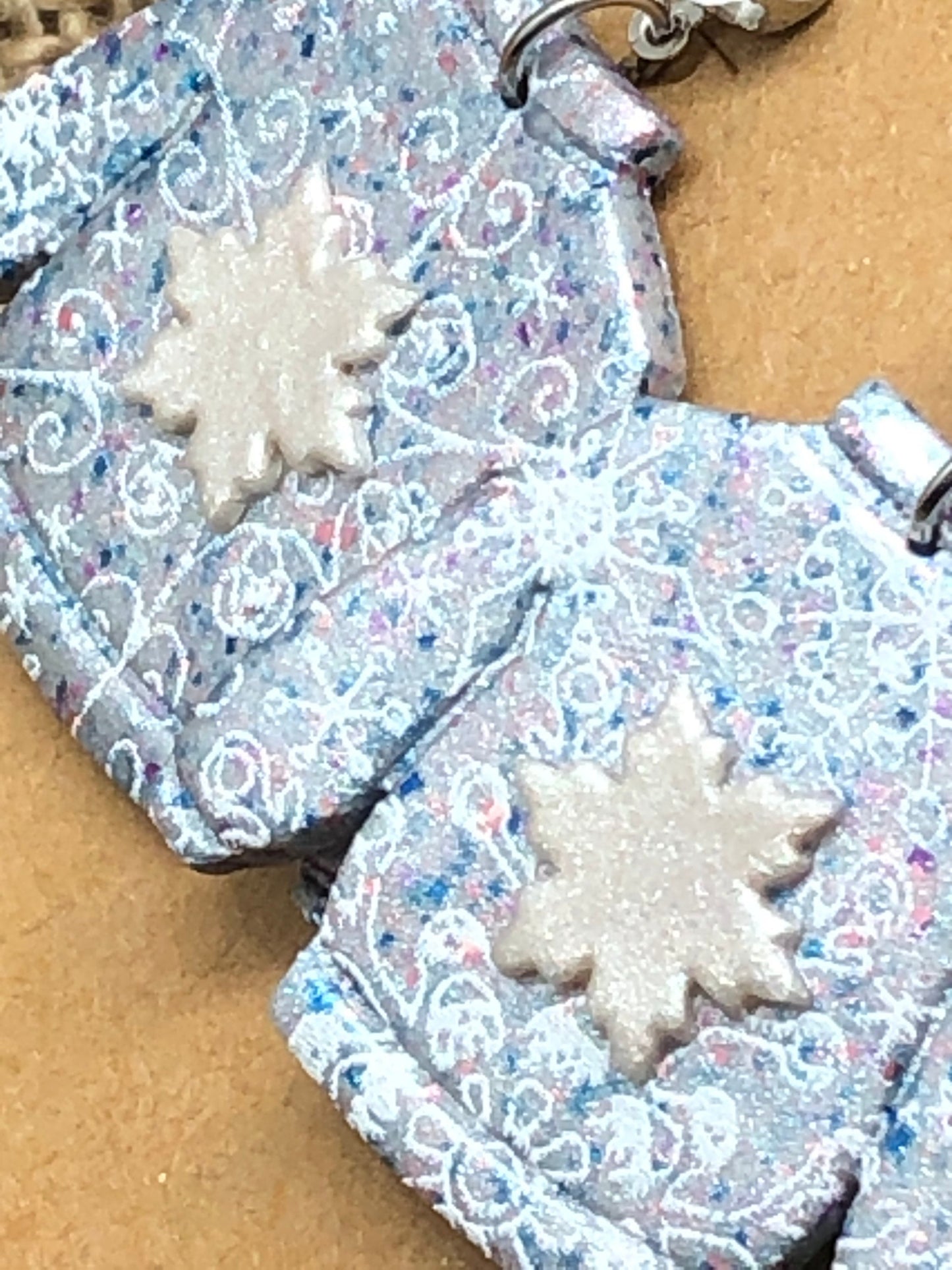 Snowflake and Glitter Ugly Winter Sweater Crystal Dangle Earrings