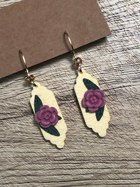 Dainty Sweet Rose Floral Statement Dangle Earrings