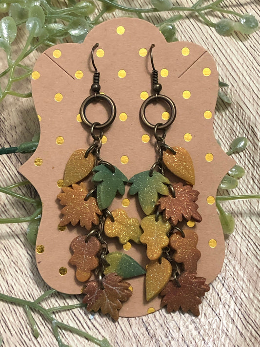 Antiqued Ombre Autumn Leaf Statement Dangle Earrings 3 Styles Available YOU CHOOSE